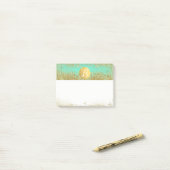 Gold Glitter & Teal Aqua Glam Individueller Monogr Post-it Klebezettel (Auf Schreibtisch)
