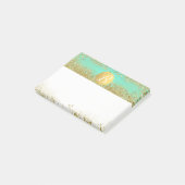 Gold Glitter & Teal Aqua Glam Individueller Monogr Post-it Klebezettel (angewinkelt)