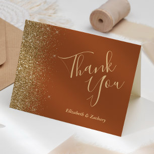 Gold Glitter Terrakotta Hochzeit Danke Karte