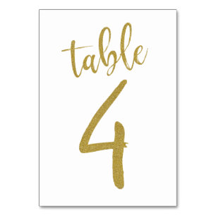Gold Glitter Tisch Nummer 4 Tischnummer