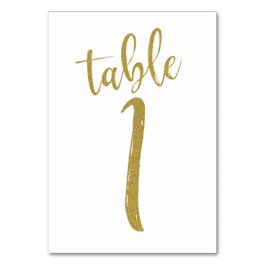 Gold Glitter Tischnummer 1 (Vorderseite)