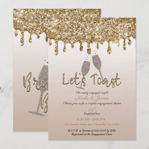 Gold Glitter Tropf Glam Brunch Verlobungsdusche Einladung