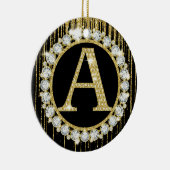 Gold Glitter Tropf Monogramm Anfangsbuchstabe Pers Keramik Ornament (Rechts)