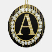 Gold Glitter Tropf Monogramm Anfangsbuchstabe Pers Keramik Ornament (Links)