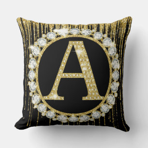 Gold Glitter Tropf Monogramm Anfangsbuchstabe Pers Kissen