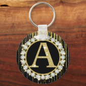 Gold Glitter Tropf Monogramm Anfangsbuchstabe Pers Schlüsselanhänger (Vorderseite)