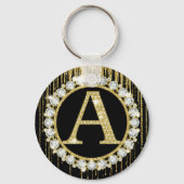 Gold Glitter Tropf Monogramm Anfangsbuchstabe Pers Schlüsselanhänger (Rückseite)