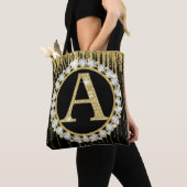 Gold Glitter Tropf Monogramm Anfangsbuchstabe Pers Tasche (Von Nahem)