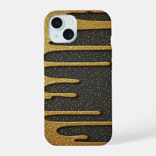 Gold Glitter-Tropfen Luxus Funkelnde Partikel iPhone 15 Hülle