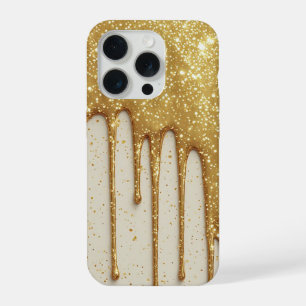 Gold Glitter-Tropfen Luxus Funkelnde Partikel iPhone 15 Pro Hülle