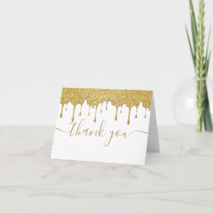 Gold Glitter-Tropfen Moderne elegante Schrift Dankeskarte