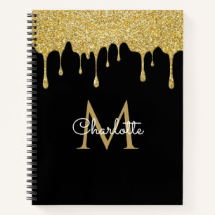 Gold Glitter Tropfen Monogramm Elegantes Mädchen-S Notizblock