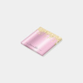 Gold Glitter Tropfen Pink Schimmer Glam Name Post-it Klebezettel (angewinkelt)