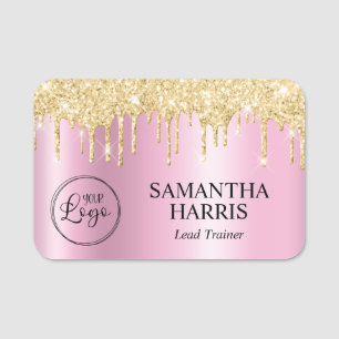 Gold Glitter Tropfen Pink Schimmer Namensschild