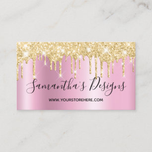 Gold Glitter-Tropfen Pink Schimmer Online-Shop Visitenkarte