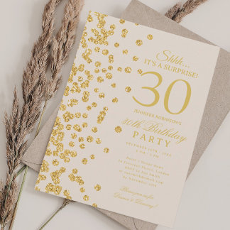 Gold Glitter Überraschung 30. Geburtstag Champagne Einladung
