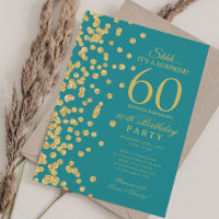 Gold Glitter Überraschung 60. Geburtstag Türkis