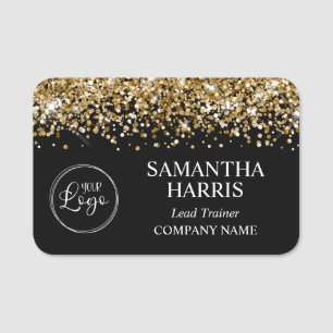Gold Glitter und Black Logo Firma Namensschild