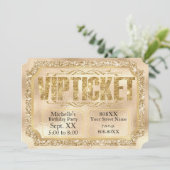 Gold Glitter und Diamanten Ticket Einladung (Stehend Vorderseite)