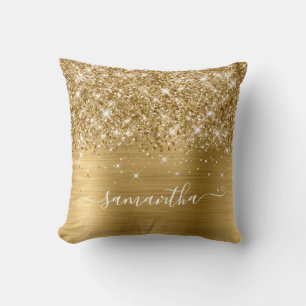Gold Glitter und Folie Girly Unterschrift Kissen