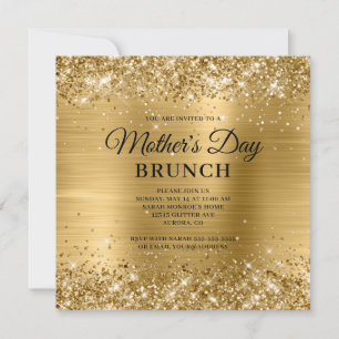Gold Glitter und Folie Muttertags-Brunch Einladung