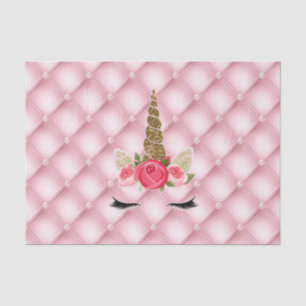 Gold Glitter und rosa Rosen Einhorn Geburtstagsfei Seidenpapier