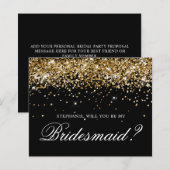 Gold Glitter und schwarze Brautjungfer-Vorschlagsk (Vorne/Hinten)
