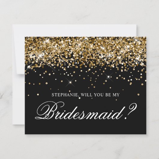 Gold Glitter und schwarze Brautjungfer-Vorschlagsk (Vorderseite)