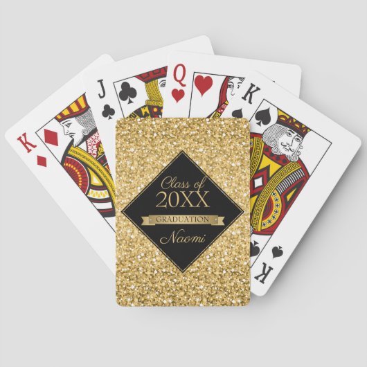 Gold Glitter und schwarze Quadrate Spielkarten (Rückseite)