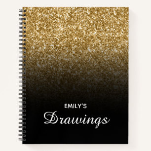 Gold Glitter und schwarzer Ombre personalisiertes Notizblock