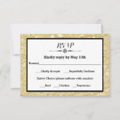 Gold Glitter und Schwarzer Rahmen - RSVP Response (Vorderseite)