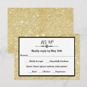 Gold Glitter und Schwarzer Rahmen - RSVP Response  Karte (Vorne/Hinten)