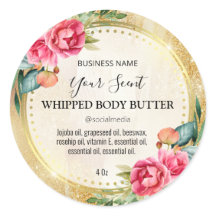 Gold Glitter Vintage Design Körperbutter Etiketten