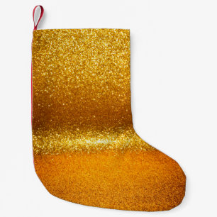 Gold Glitter Vintage-Lichter-Textur. Weihnachten a Kleiner Weihnachtsstrumpf