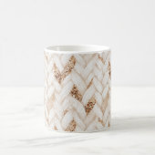 Gold Glitter Weiß Gewebter Faux Stoff Kaffeetasse (Mittel)