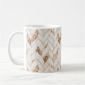 Gold Glitter Weiß Gewebter Faux Stoff Kaffeetasse (Links)