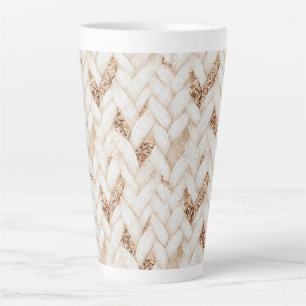 Gold Glitter Weiß Gewebter Faux Stoff   Milchtasse