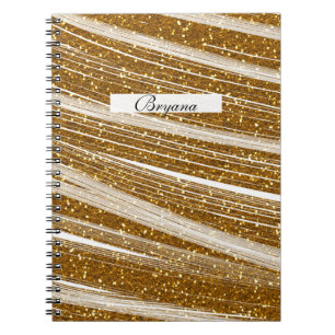 Gold Glitter Weiß Glanz Chic Glamour Notizbuch Notizblock