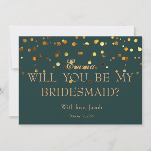 Gold Glitter Will You Be My Bridesmaid Invitation Einladung (Vorderseite)