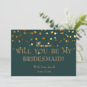 Gold Glitter Will You Be My Bridesmaid Invitation Einladung (Stehend Vorderseite)