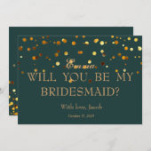 Gold Glitter Will You Be My Bridesmaid Invitation Einladung (Vorne/Hinten)
