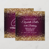 Gold Glitter Wine Dark Ombre 50th Birthday Einladung (Vorne/Hinten)