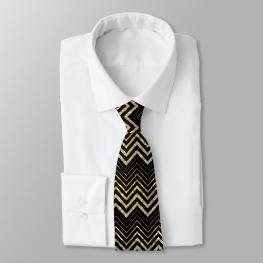 Gold Glitter & Zickzack-Chevron-Muster Krawatte (Gebunden)
