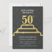 Gold Glitter zum fünfzigsten 50. Geburtstag Einladung (Vorderseite)