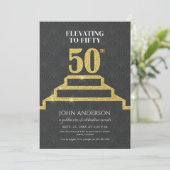 Gold Glitter zum fünfzigsten 50. Geburtstag Einladung (Stehend Vorderseite)