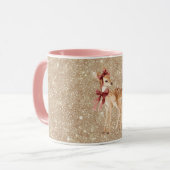 Gold Glitterhirsch rote Bögen Tasse (Vorderseite Links)