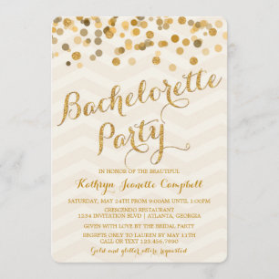 Gold Glittering Confetti Junggeselinnen-Abschied E Einladung