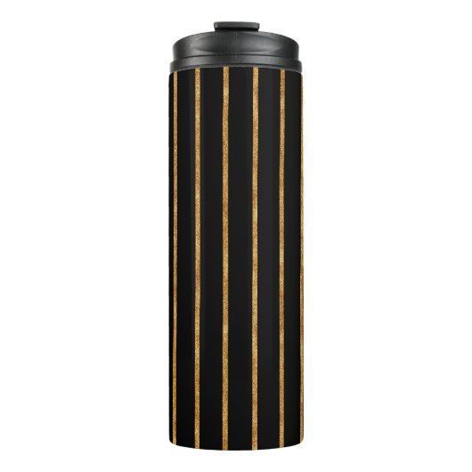 Gold Glittering Lines Thermosbecher (Vorderseite)