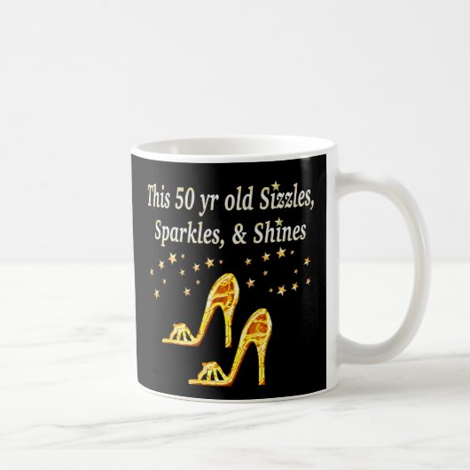 GOLD GLITTERY 50. GEBURTSTAG SHOE QUEEN KAFFEETASSE (Rechts)