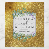 Gold Glittery Elegante Wedding Weinetikett (Einzelnes Label)